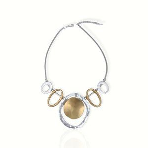 Necklace, Gold & Silver Tone, 18"-20", Vintage Hammered Designs, Snake Chain